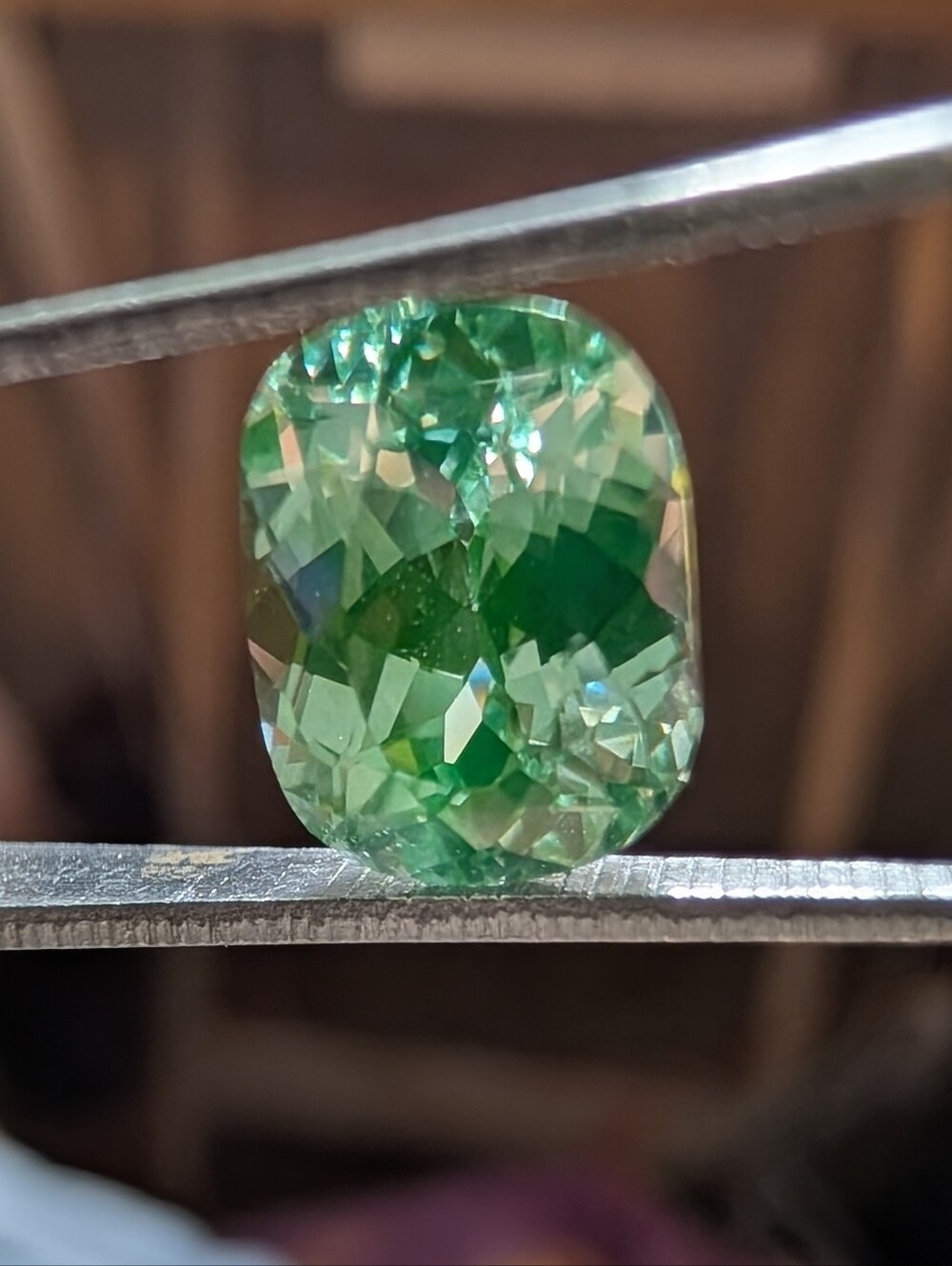 3.5 Carat Cushion Cut Green Sapphire Loose Gemstone - Picture 2 of 4